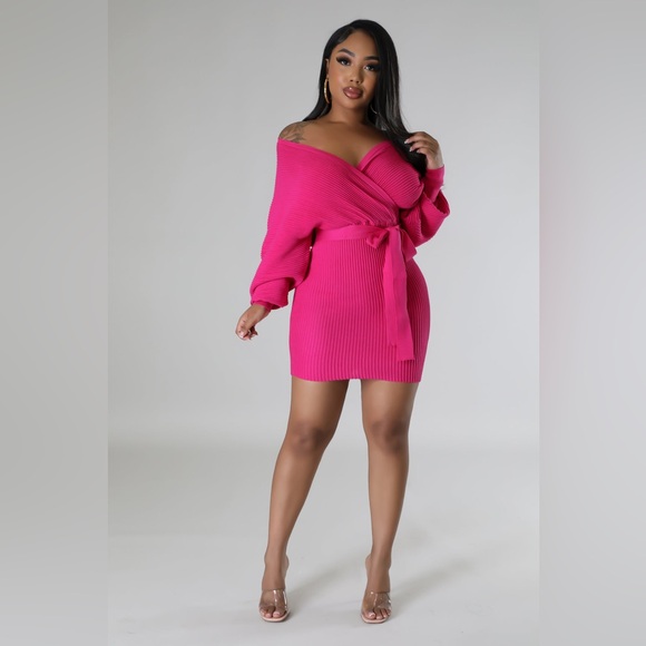 Pink Off Shoulder Mini Dress - Picture 6 of 7